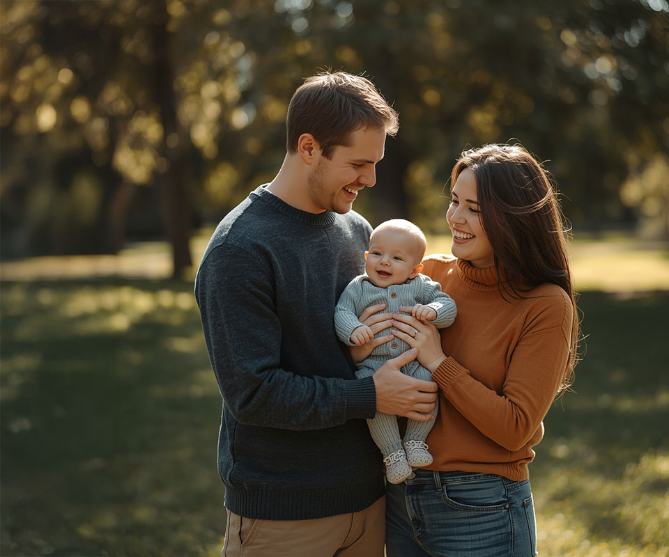 Couple holding a baby
