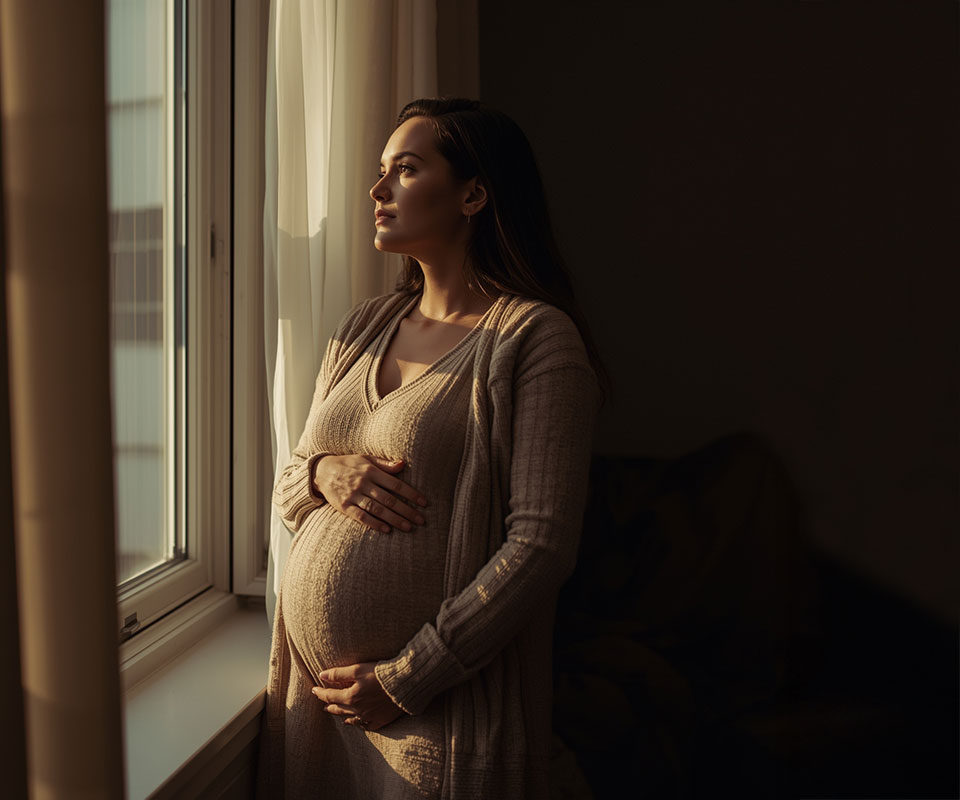 Pregnant Woman Staring Out the Window